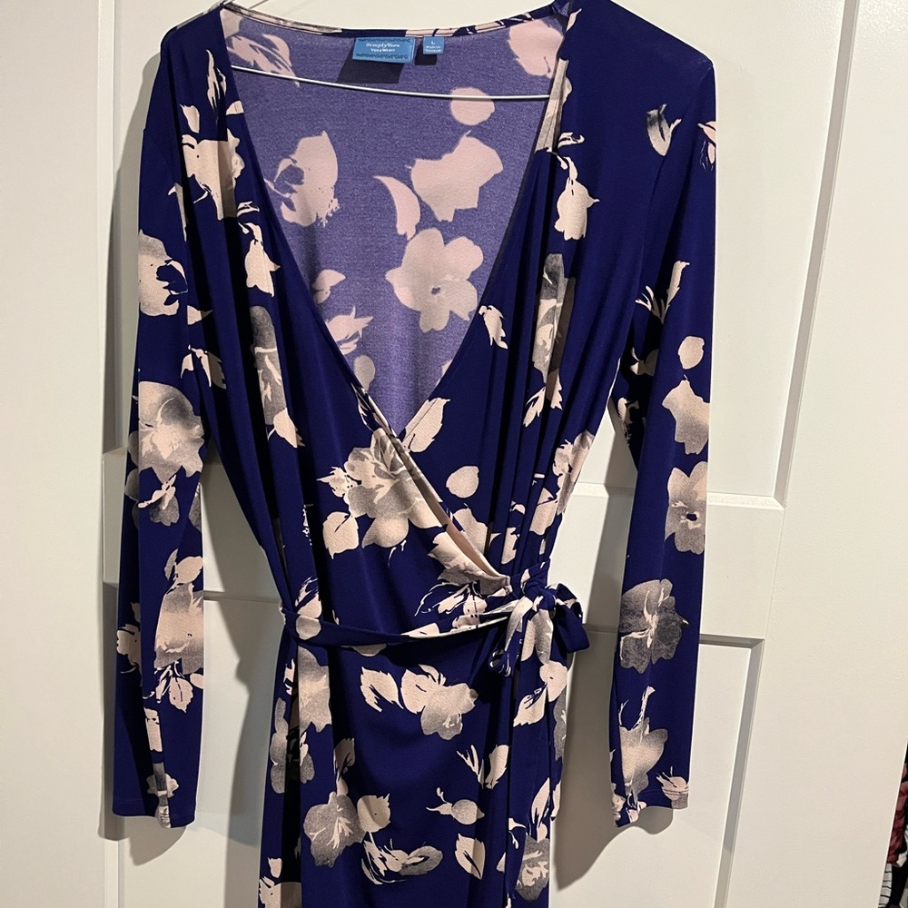 Purple Floral Long Sleeve Wrap Dress